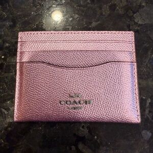Coach Metallic Card Case – Rose/Mauve Leather